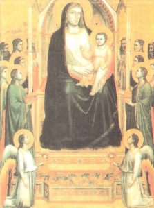 Tabla con la imagen de la Virgen entronizada de Giotto di Bondone